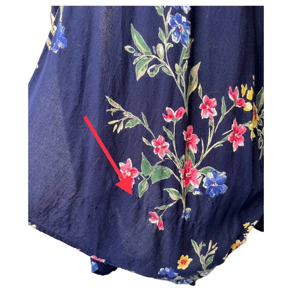 Angie Kimono Womens S Boho Floral Print Open Cardigan Drape Dolman Navy Blue - Picture 7 of 12